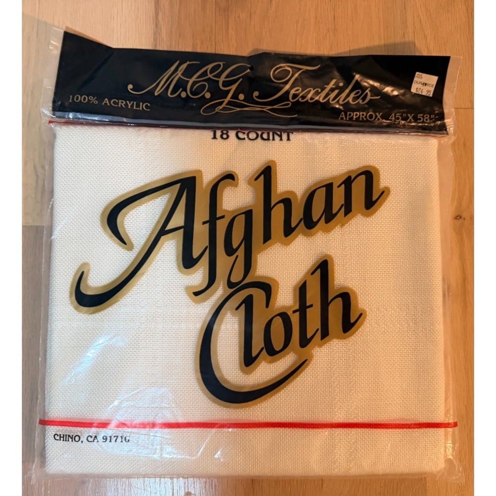 MCG Textiles Afghan Cloth 18 ct 100% Acrylic Ivory White 45" x 58" Cross Stitch